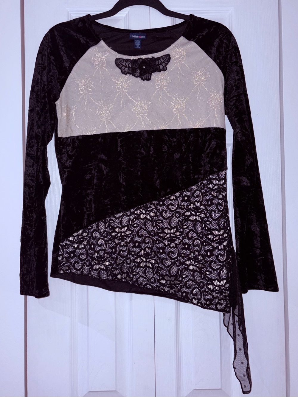 Limited Too Y2K Goth Glam Velvet Lace Top Size XXXL 2000s Tween Nostalgia